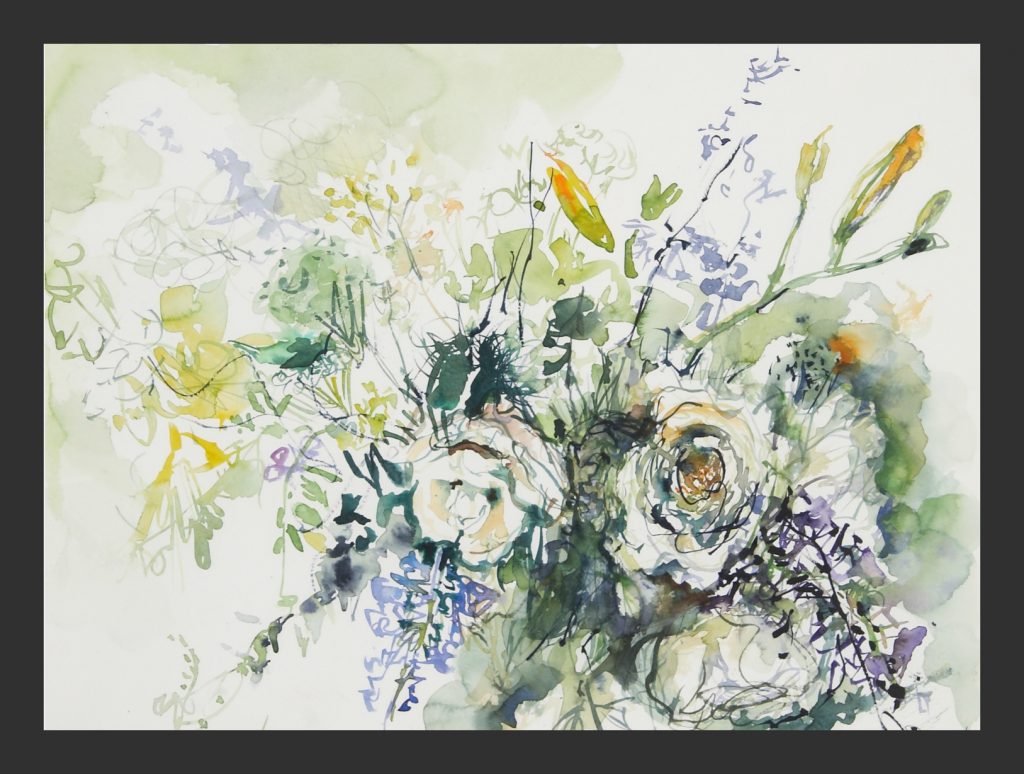 Weiße Rosen, Aquarell, 30x40 cm