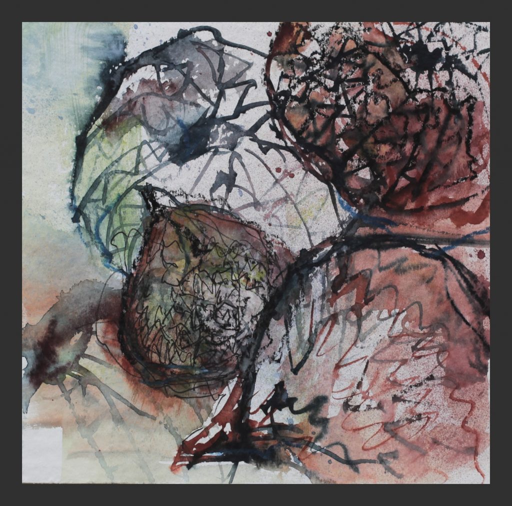 Samenkapseln, 2015, Aquarell mit Wachskreide, 25x25 cm